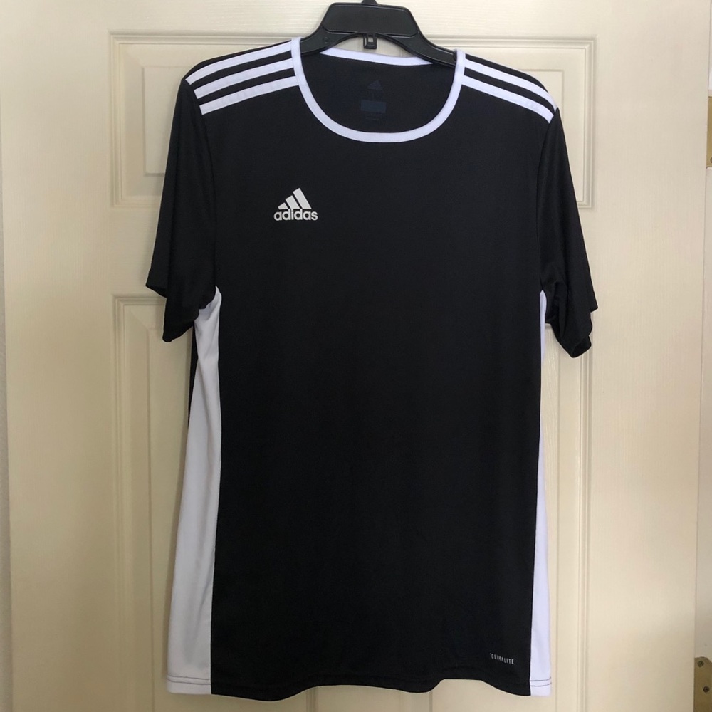 ADIDAS Climalite black and white shirt, size large